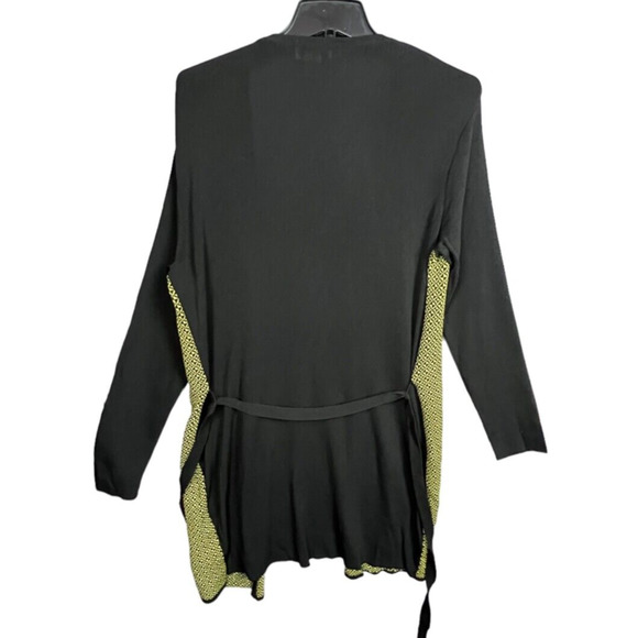 Due Per Due Collection Open Women's Cardigan With Soft Belt SZ M Black & Mudtard - Picture 2 of 4